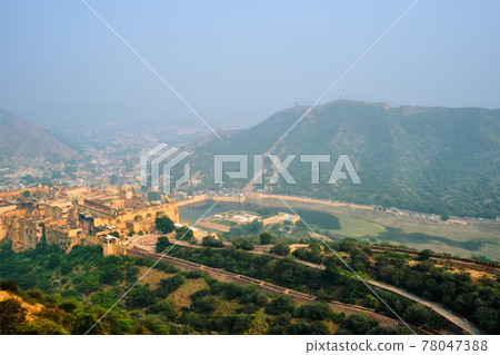 View of Amer Amber fort and Maota lake, Rajasthan, India View of Amer Amber fort and Maota lake, Rajasthan, India 78047388