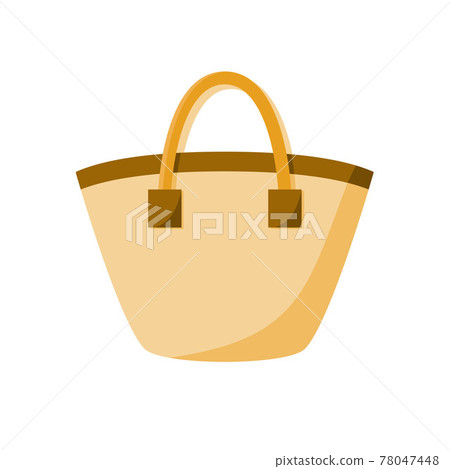 Beach bag, yellow shopper bag with shoulder straps. Vector illustration in a flat style, isolated on a white background. 78047448