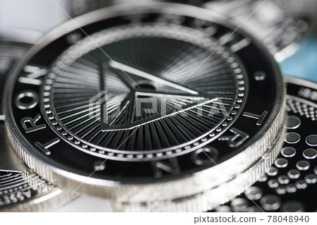 Cryptocurrencys new digital money, Bitcoin, litecoin, etherium coins close up 78048940