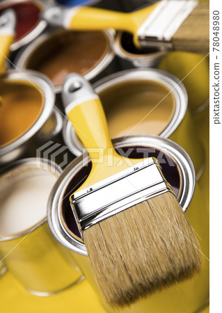 Rainbow colors, Paint can with a paintbrush Rainbow colors, Paint can with a paintbrush 78048980