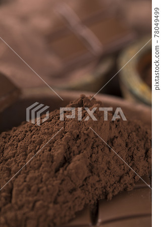 Chocolate sweet, cocoa pod and food dessert background Chocolate sweet, cocoa pod and food dessert background 78049499