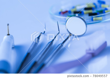Set of metal medical equipment tools for teeth dental Set of metal medical equipment tools for teeth dental 78049557