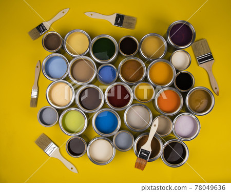 Rainbow colors, Paint can with a paintbrush Rainbow colors, Paint can with a paintbrush 78049636
