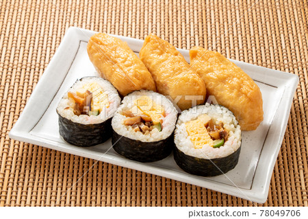 Sukeroku sushi (assorted Inari sushi and maki sushi). Sukeroku sushi (assorted Inari sushi and maki sushi). 78049706