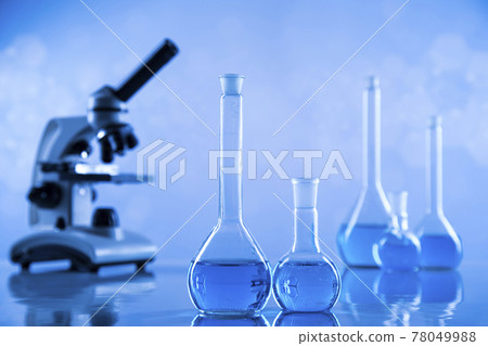 Microscope, Laboratory beakers,Science experiment Microscope, Laboratory beakers,Science experiment 78049988