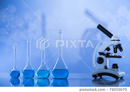 Microscope, Laboratory beakers,Science experiment Microscope, Laboratory beakers,Science experiment 78050070