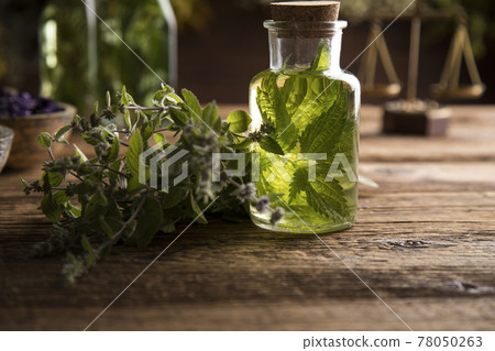 Oil, Natural remedy, healing herbs background Oil, Natural remedy, healing herbs background 78050263