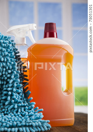 Cleaning supplies and window background 78051301