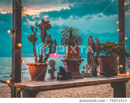 view of Jomtien beach during covid lockdown, Pattaya, Chonburi, Thailand 78051913