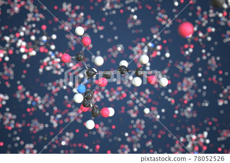 Clavulanic acid molecule. Conceptual molecular model. Chemical 3d rendering 78052526