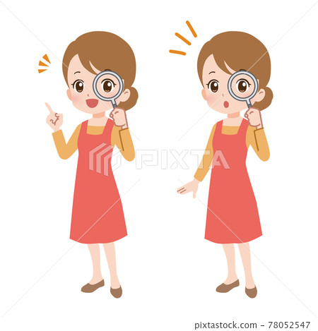 一個女人透過放大鏡看的插圖 一個女人透過放大鏡看的插圖 78052547