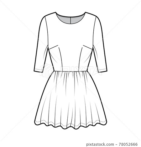Dress Short Technical Fashion Illustration With Stock Illustration