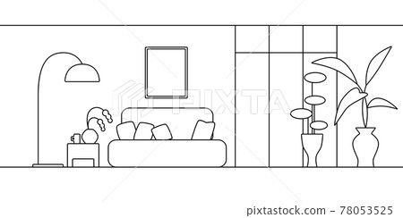 Living monochrome line drawing 78053525