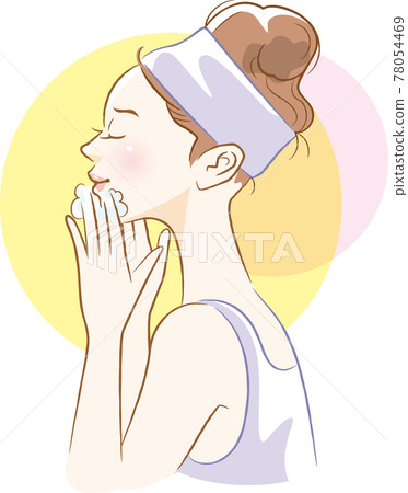 Image illustration of the profile of a woman who is dropping lipstick Image illustration of the profile of a woman who is dropping lipstick 78054469