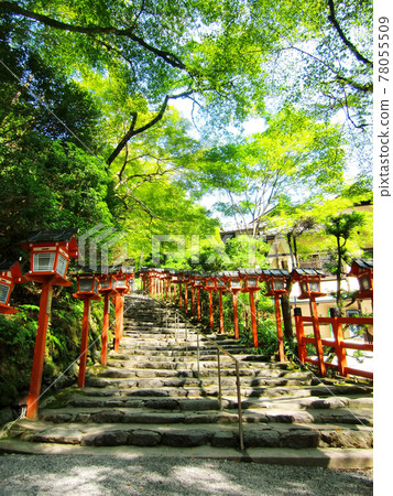 Stone steps of a shrine with a lantern Stone steps of a shrine with a lantern 78055509
