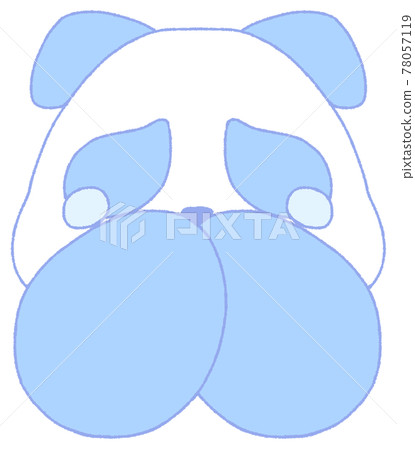 A panda with teary eyes that puts her hand on her mouth (blue) A panda with teary eyes that puts her hand on her mouth (blue) 78057119