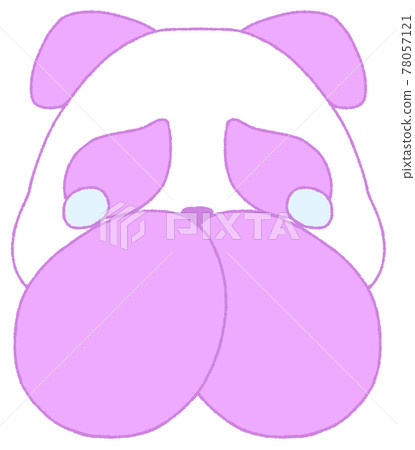 A panda with teary eyes that puts her hand on her mouth (purple) 78057121