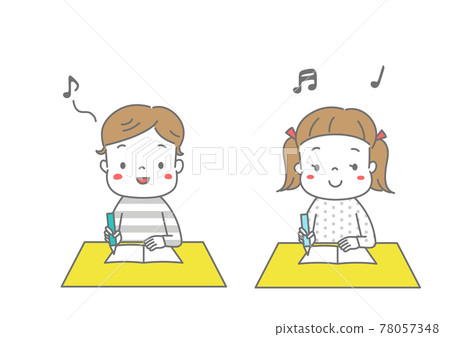 男孩和女孩笑著開心地學習 78057348