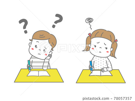 Boys and girls who are in trouble because it is difficult to study 78057357