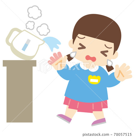 Girl who got burned by hot water in the pot (without hat) 78057515