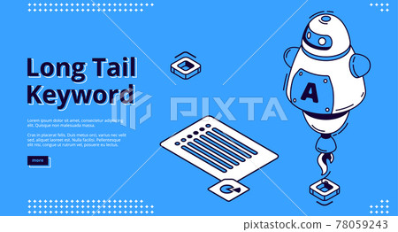 Long tail keyword banner with isometric robot 78059243