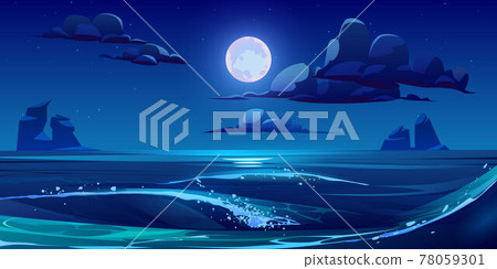 Night sea landscape with moon, stars and clouds Night sea landscape with moon, stars and clouds 78059301