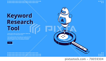 Keyword research tool isometric landing page. Keyword research tool isometric landing page. 78059304