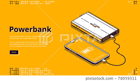 Powerbank smartphone charging isometric landing 78059311
