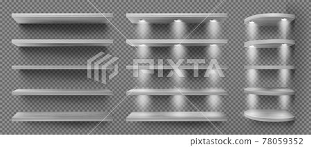 Black wooden shelves with backlight, corner racks Black wooden shelves with backlight, corner racks 78059352