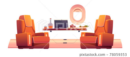 Luxury interior of private jet with armchairs Luxury interior of private jet with armchairs 78059353