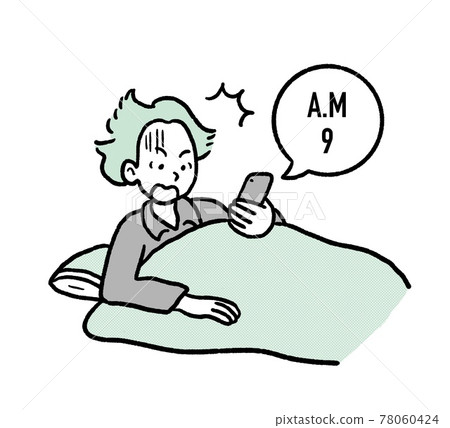 一個睡過頭的人的插圖 78060424