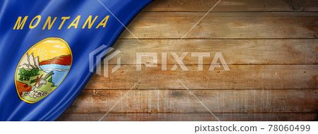 Montana flag on old wood wall banner, USA Montana flag on old wood wall banner, USA 78060499
