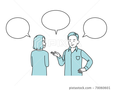 中老年情侶聊天交流男女中年插畫素材 78060601
