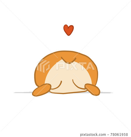 Corgi dog, back view. Funny Puppy. Sketch for your design 78061938