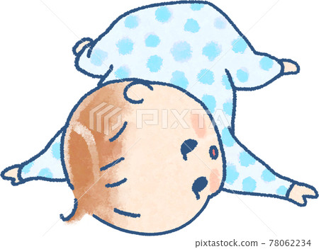 可愛的手繪漫畫風格的嬰兒翻身插圖 可愛的手繪漫畫風格的嬰兒翻身插圖 78062234