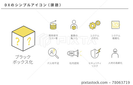 DX, simple icon set of digital transformation (problem) 78063719