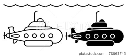 scientific bathyscaphe, submarine icon. Underwater research. Simple black and white vector scientific bathyscaphe, submarine icon. Underwater research. Simple black and white vector 78063743