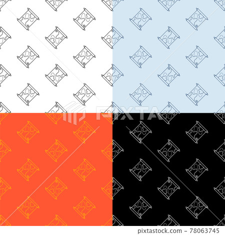 set of seamless patterns with old map icon. Medieval letters and pirate treasure maps. Ornament for decoration and printing on fabric. Design element. Vector set of seamless patterns with old map icon. Medieval letters and pirate treasure maps. Ornament for decoration and printing on fabric. Design element. Vector 78063745