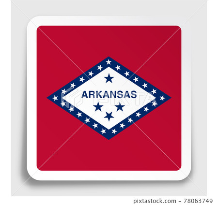 flag of american state of Arkansas icon on paper square sticker with shadow. Button for mobile application or web. Vector flag of american state of Arkansas icon on paper square sticker with shadow. Button for mobile application or web. Vector 78063749