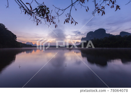 Ban Nong Thale the natural scenery of the sunshine in the morning (mountains, lakes, trees, fog). Ban Nong Thale the natural scenery of the sunshine in the morning (mountains, lakes, trees, fog). 78064078