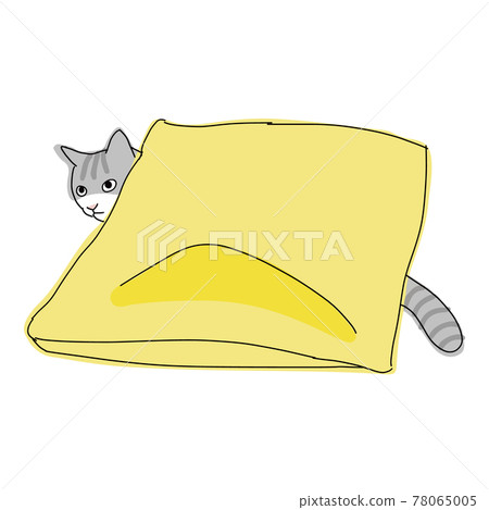 Full-body illustration of a cat: A cat hidden in a cushion Full-body illustration of a cat: A cat hidden in a cushion 78065005