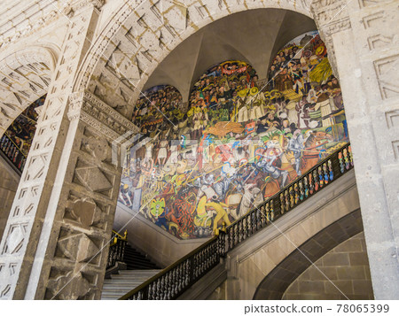 Impressive entrance of Mexico City National Palace hosting Diego Rivera murals, Mexico 78065399