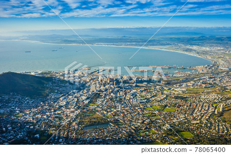 Impressive view of Cape Town skyline and its stunning bay from Table Mountain, South Africa Impressive view of Cape Town skyline and its stunning bay from Table Mountain, South Africa 78065400
