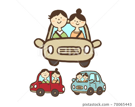可愛開車人3件套/手繪插畫素材 可愛開車人3件套/手繪插畫素材 78065443