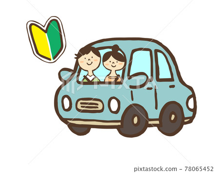 Cute beginner mark drive car person Car Drive / handwritten illustration material 78065452