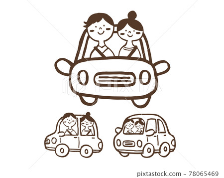可愛的駕駛汽車人Car Drive(棕色)/手寫插圖素材 可愛的駕駛汽車人Car Drive(棕色)/手寫插圖素材 78065469