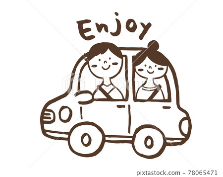 可愛的駕駛汽車人Car Drive(棕色)/手寫插圖素材 可愛的駕駛汽車人Car Drive(棕色)/手寫插圖素材 78065471