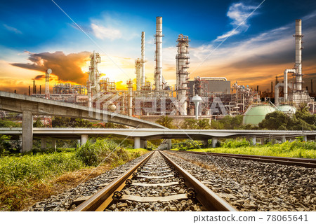 Railway and road to refinery Railway and road to refinery 78065641