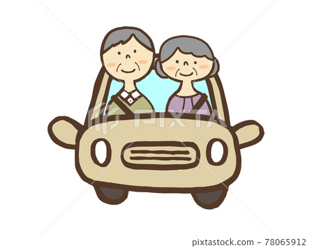Cute elderly drive car person Car Drive / handwritten illustration material 78065912