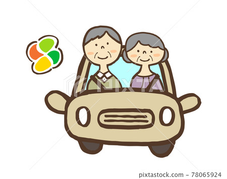 Cute elderly mark drive car person Car Drive / handwritten illustration material 78065924